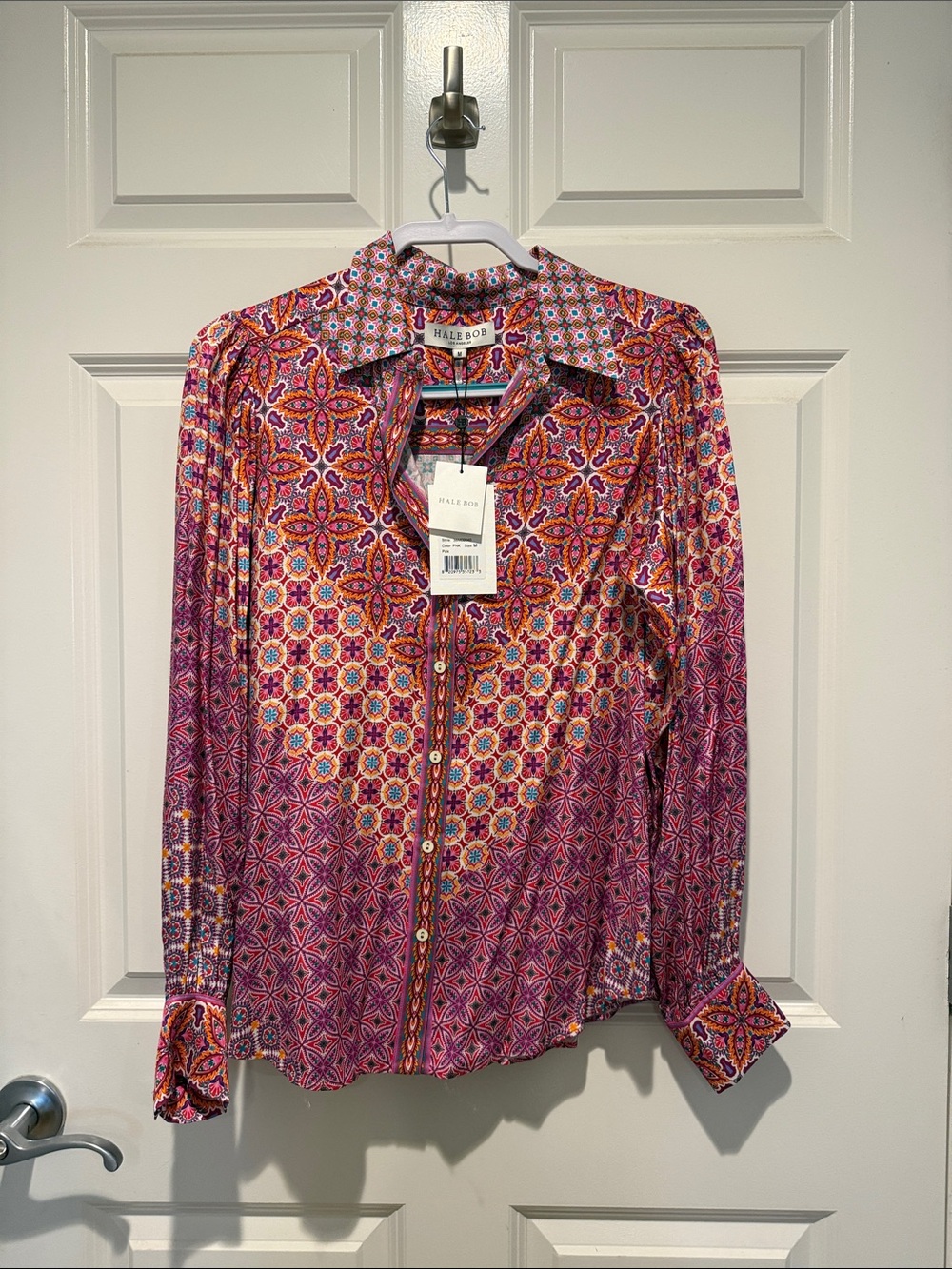 Hale Bob Pink Multi Mosaic-Print Button Down Shirt